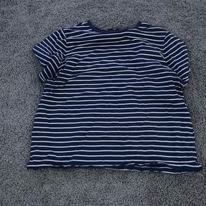 blue and white striped top